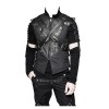 Mens Dieselpunk Military Waistcoat Vest Black Gothic Steampunk Leather 